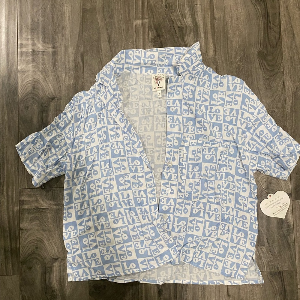 LOVE button down
